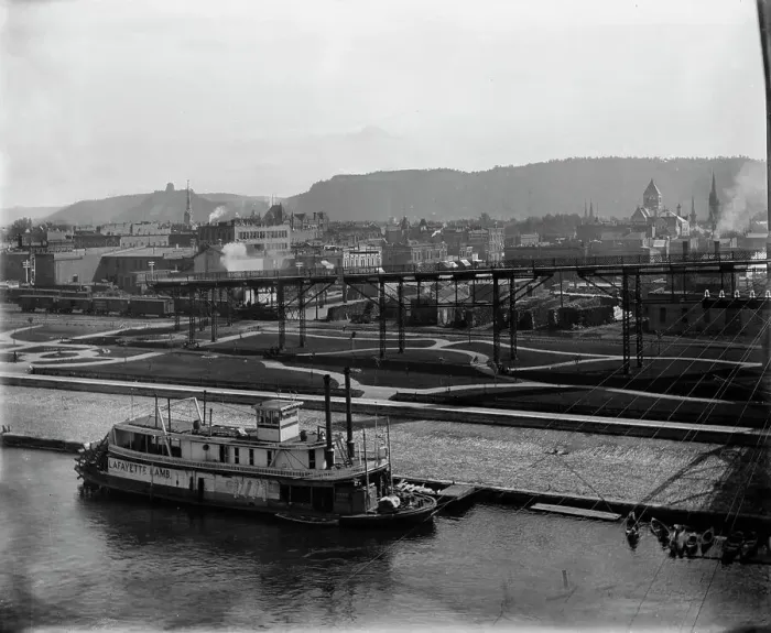 Framed Print : Winona from the bridge, c1898. Creator: Unknown Framed Print : Winona from the bridge, c1898. Creator: Unknown