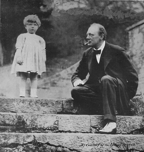 Winston Churchill with his daughter Mary at Chartwell, c1924, (1945)