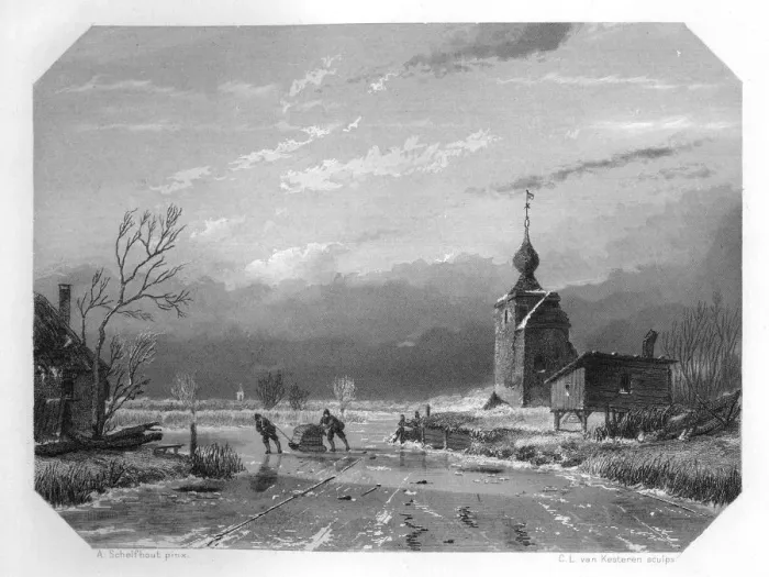 Framed Print : The winter of 1740, Netherlands, (c1870). Artist: CL van Kesteren Framed Print : The winter of 1740, Netherlands, (c1870). Artist: CL van Kesteren