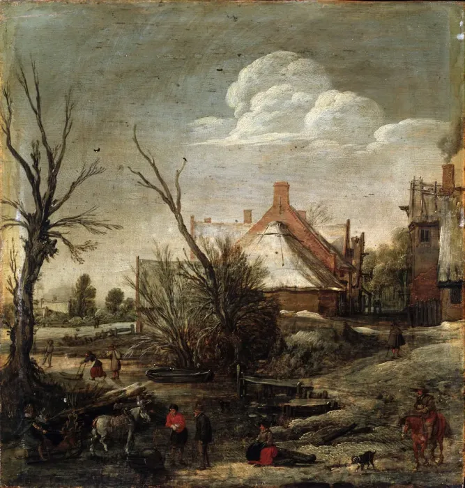 Framed Print : Winter, 17th century. Artist: Esaias van de Velde Framed Print : Winter, 17th century. Artist: Esaias van de Velde