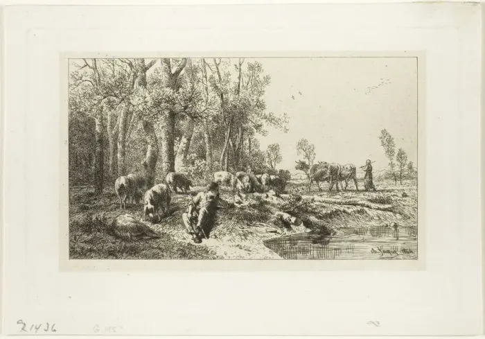 Framed Print : Winter, 1846. Creator: Charles Emile Jacque Framed Print : Winter, 1846. Creator: Charles Emile Jacque