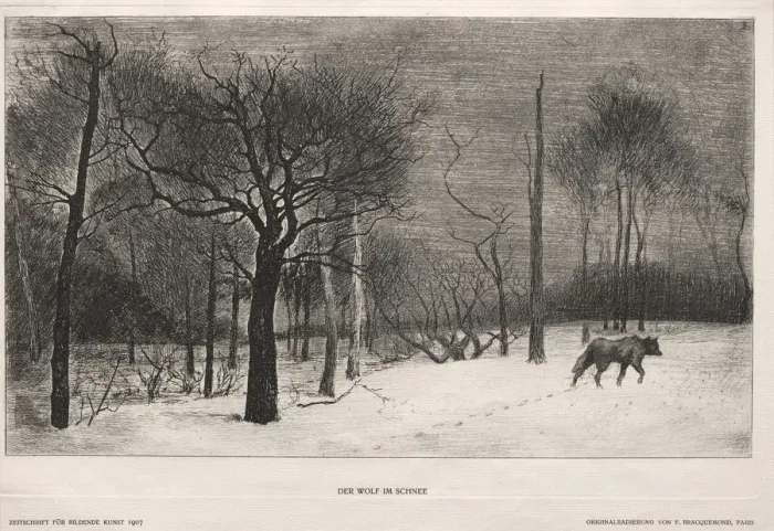 Framed Print : Winter, 1862. Creator: Felix Bracquemond (French, 1833-1914); Bildende Kunst Framed Print : Winter, 1862. Creator: Felix Bracquemond (French, 1833-1914); Bildende Kunst
