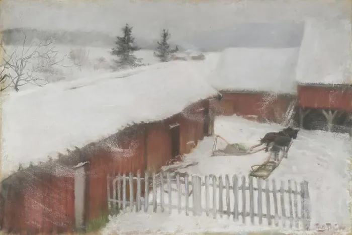Framed Print : Winter, 1886. Creator: Frits Thaulow Framed Print : Winter, 1886. Creator: Frits Thaulow
