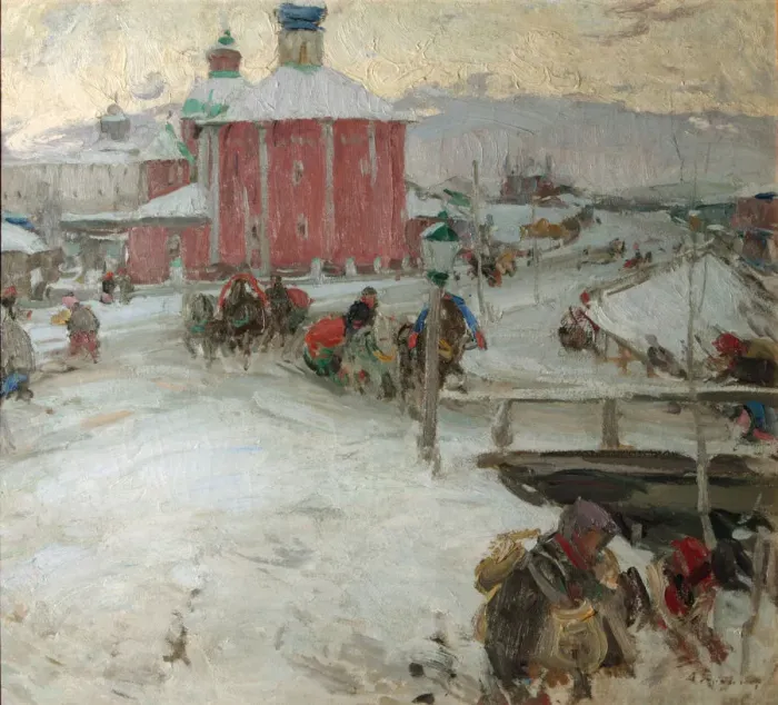 Framed Print : Winter, 1909. Artist: Arkhipov, Abram Yefimovich (1862-1930) Framed Print : Winter, 1909. Artist: Arkhipov, Abram Yefimovich (1862-1930)