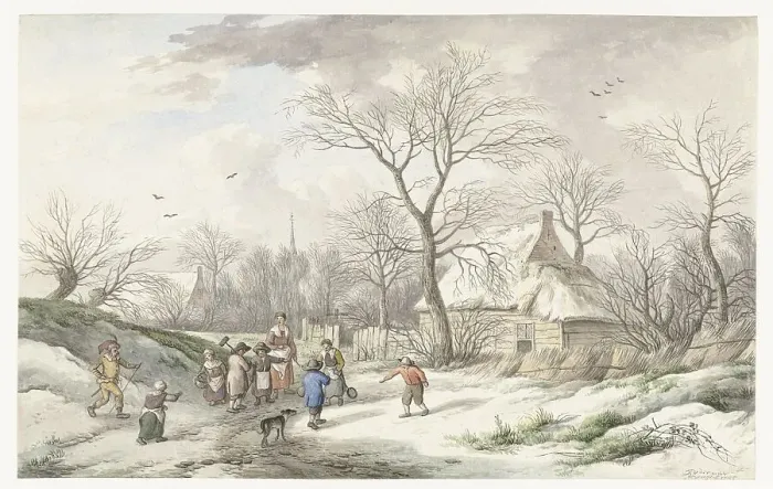 Framed Print : Winter: Assembling for Shrove Tuesday, 1705. Creator: Jan van der Meer Framed Print : Winter: Assembling for Shrove Tuesday, 1705. Creator: Jan van der Meer
