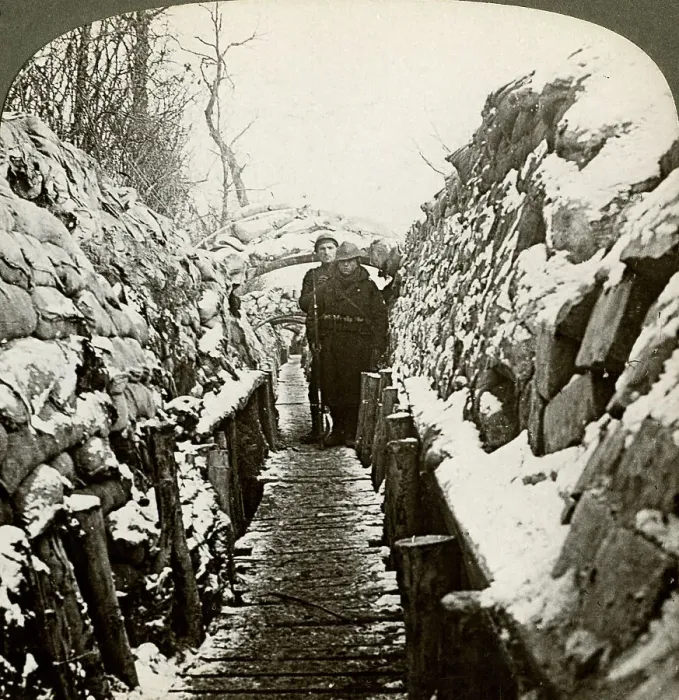 Framed Print : Winter in the Belgian trenches at Nieupoort, Belgium 20th century. Artist: Realistic Travels Publishers Framed Print : Winter in the Belgian trenches at Nieupoort, Belgium 20th century. Artist: Realistic Travels Publishers
