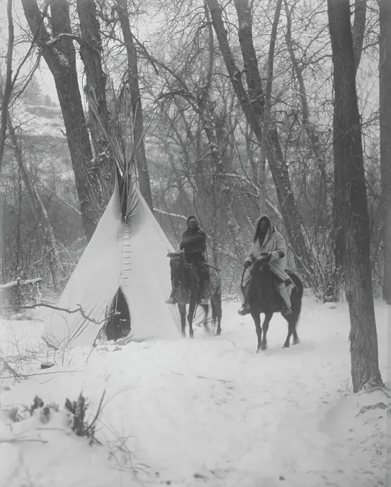 Framed Print : The winter camp-Apsaroke, c1908. Creator: Edward Sheriff Curtis Framed Print : The winter camp-Apsaroke, c1908. Creator: Edward Sheriff Curtis