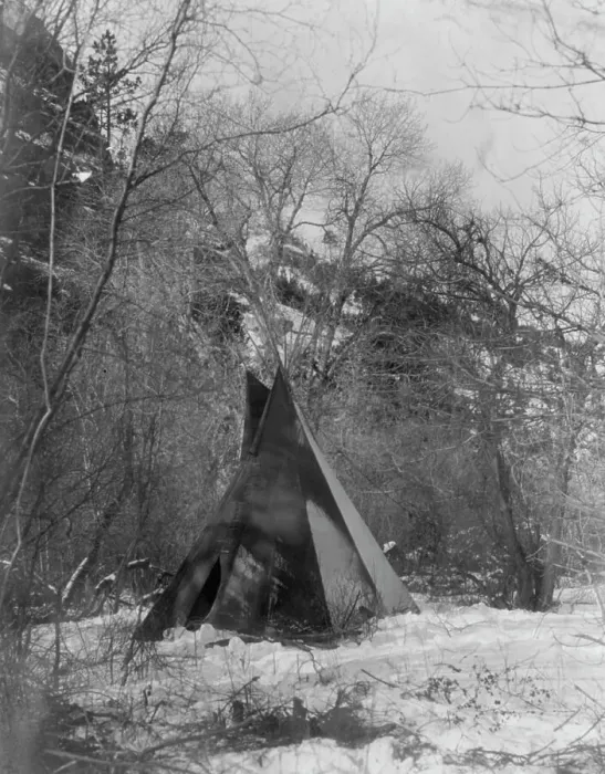 Framed Print : The winter camp. c1908. Creator: Edward Sheriff Curtis Framed Print : The winter camp. c1908. Creator: Edward Sheriff Curtis
