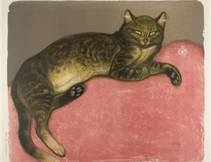 Framed Print : Winter: Cat on a Cushion, 1909. Creator: Theophile Alexandre Steinlen