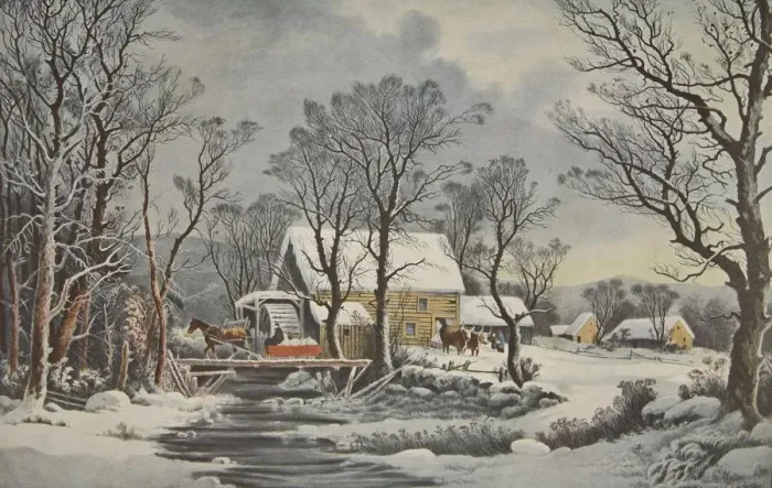 Framed Print : Winter In The Country - The Old Grist Mill, pub Framed Print : Winter In The Country - The Old Grist Mill, pub