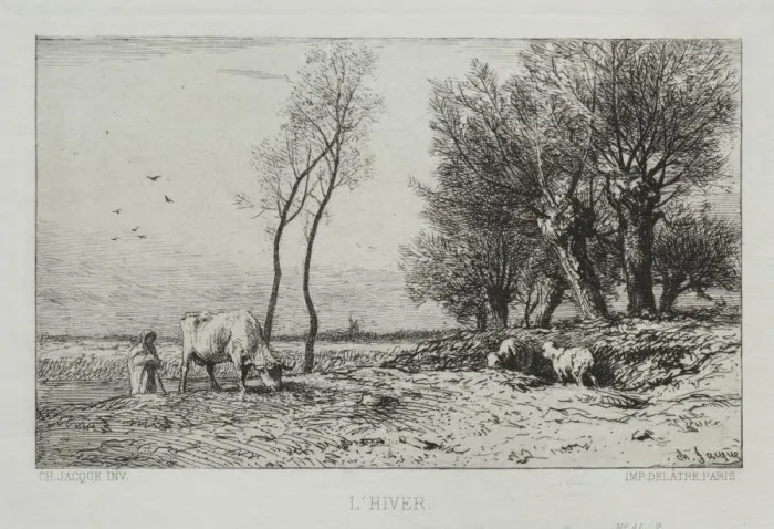 Framed Print : Winter. Creator: Charles-Emile Jacque (French, 1813-1894) Framed Print : Winter. Creator: Charles-Emile Jacque (French, 1813-1894)