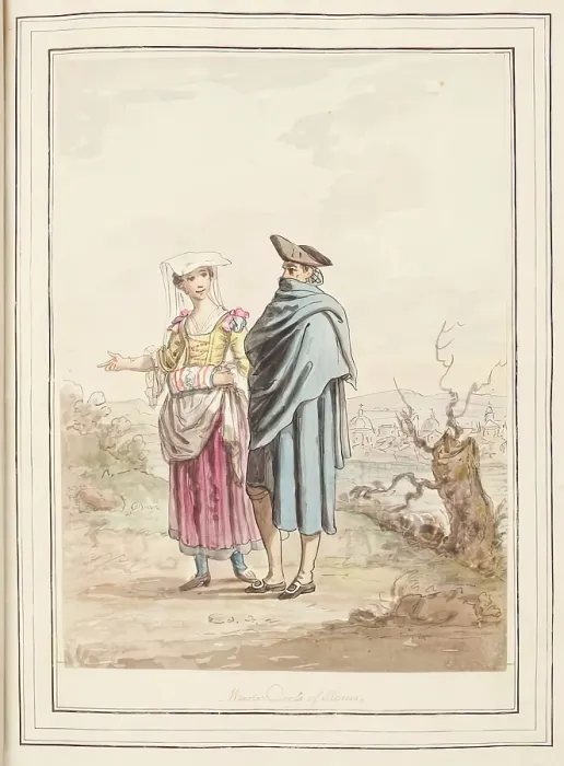 Framed Print : Winter Dress of Rome, leaf from A Collection of Dresses by David Allan Mostly from Nature, 1776 Framed Print : Winter Dress of Rome, leaf from A Collection of Dresses by David Allan Mostly from Nature, 1776