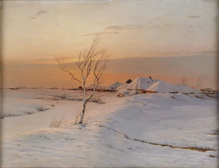 Framed Print : Winter Evening, 1895. Artist: Dubovskoy, Nikolai Nikanorovich (1859-1918)
