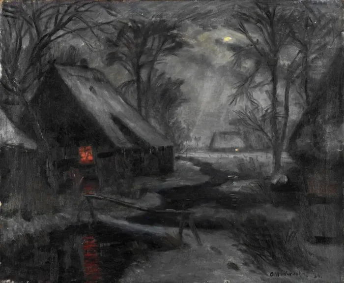 Framed Print : Winter Evening in Fischerhude. Artist: Modersohn, Otto (1865-1943) Framed Print : Winter Evening in Fischerhude. Artist: Modersohn, Otto (1865-1943)