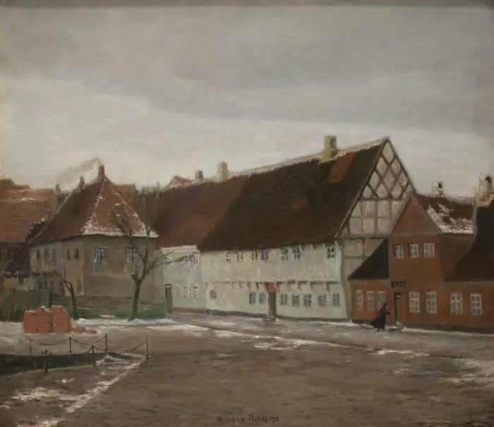 Framed Print : Winter Evening in Ribe, Jutland, 1892. Creator: Johan Rohde Framed Print : Winter Evening in Ribe, Jutland, 1892. Creator: Johan Rohde