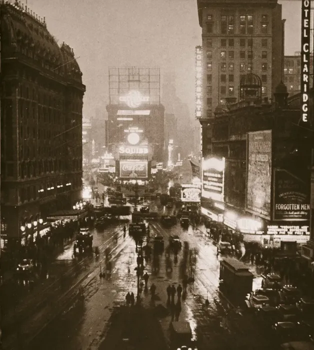 Framed Print : Winter evening on Times Square and Broadway, New York, USA, early 1930s Framed Print : Winter evening on Times Square and Broadway, New York, USA, early 1930s
