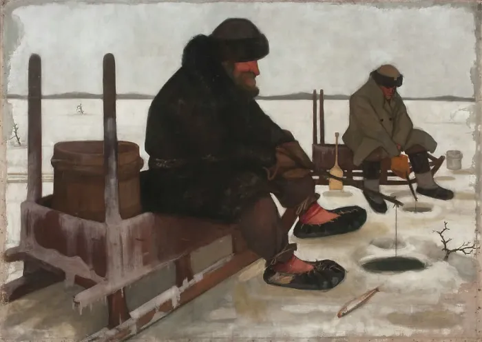 Framed Print : Winter Fishing; Icefishing, 1900. Creator: Juho Rissanen Framed Print : Winter Fishing; Icefishing, 1900. Creator: Juho Rissanen