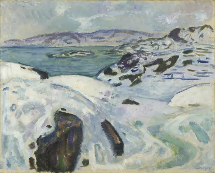 Framed Print : Winter on the Fjord, 1915. Creator: Edvard Munch Framed Print : Winter on the Fjord, 1915. Creator: Edvard Munch