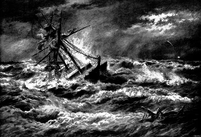 Framed Print : A Winter Gale on the Goodwins, 1895. Creator: George Meisenbach Framed Print : A Winter Gale on the Goodwins, 1895. Creator: George Meisenbach
