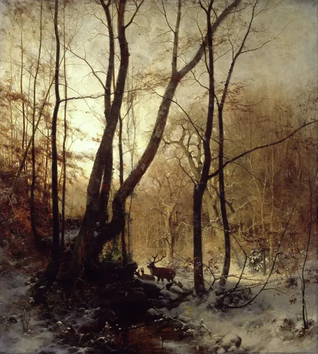 Framed Print : Winter in Germany, 1869. Creator: Ludwig Munthe Framed Print : Winter in Germany, 1869. Creator: Ludwig Munthe