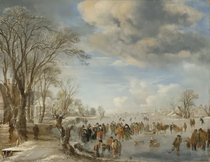 Framed Print : Winter in Holland: Skating Scene, 1645. Creator: Aert van der Neer Framed Print : Winter in Holland: Skating Scene, 1645. Creator: Aert van der Neer