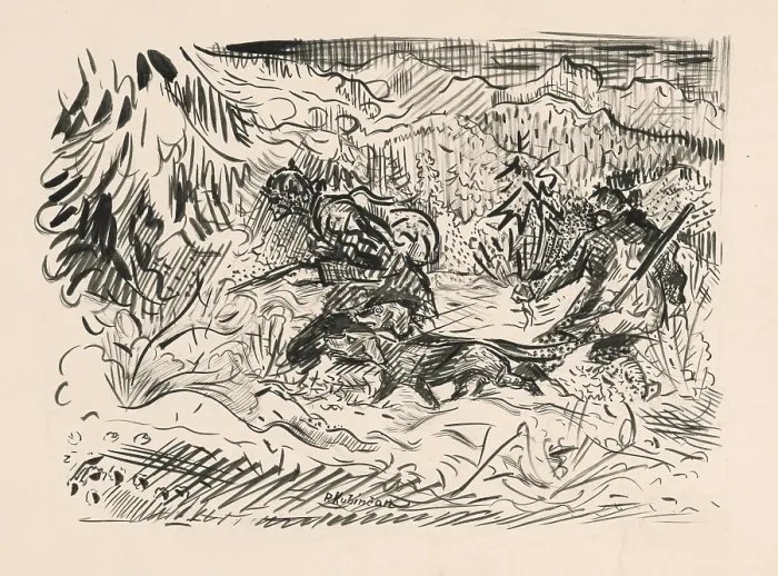 Framed Print : Winter hunt, 1910-1940. Creator: Arnold Peter Weisz-Kubincan Framed Print : Winter hunt, 1910-1940. Creator: Arnold Peter Weisz-Kubincan