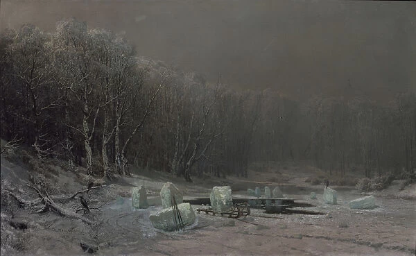 Winter. Ice splitting. Artist: Meshchersky, Arseni Ivanovich (1834-1902)
