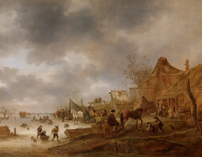 Framed Print : Winter Landscape, 1645. Creator: Isaac van Ostade Framed Print : Winter Landscape, 1645. Creator: Isaac van Ostade