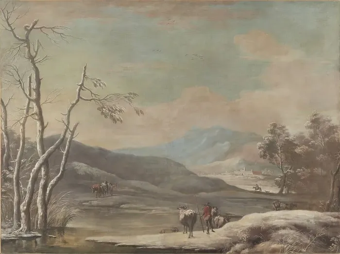 Framed Print : Winter Landscape, 1728. Creator: Marco Ricci Framed Print : Winter Landscape, 1728. Creator: Marco Ricci