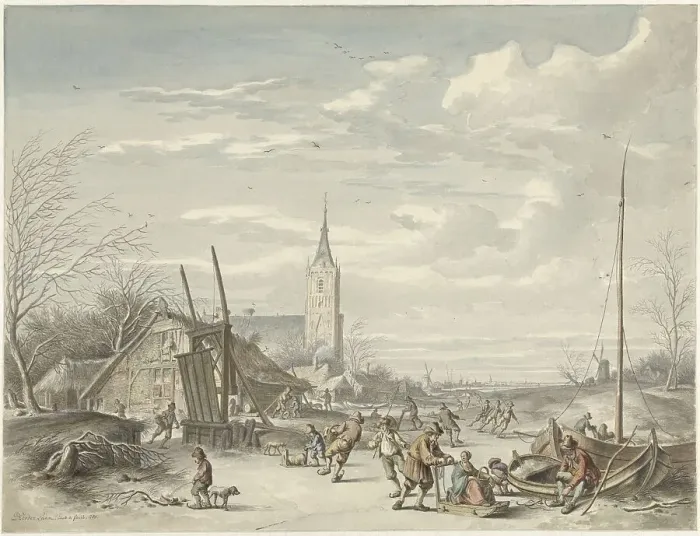 Framed Print : Winter landscape, 1780. Creator: Dirk Jan van der Laan