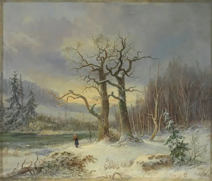 Framed Print : Winter landscape, 1870. Creator: Charles XV, King of Sweden Framed Print : Winter landscape, 1870. Creator: Charles XV, King of Sweden