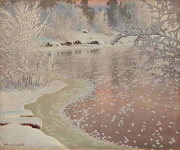 Winter landscape, 1925. Creator: Fjaestad, Gustaf (1868-1948)