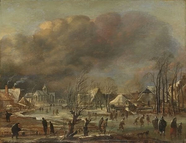 Winter Landscape with Church and Farmhouses, c.1775. Creator: Unknown