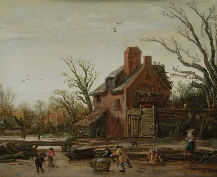 Framed Print : Winter Landscape with Farmhouse, c1610-1630. Creator: Esaias van de Velde Framed Print : Winter Landscape with Farmhouse, c1610-1630. Creator: Esaias van de Velde