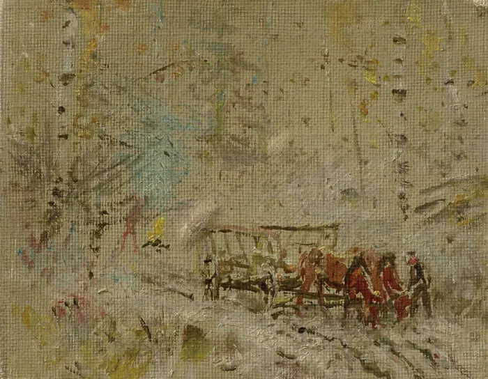 Framed Print : Winter Landscape with a Hay Wagon, 1895-1905. Creator: Ladislav Mednyanszky Framed Print : Winter Landscape with a Hay Wagon, 1895-1905. Creator: Ladislav Mednyanszky
