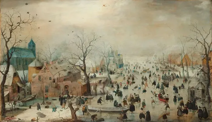 Framed Print : Winter Landscape with Ice Skaters, c.1608. Creator: Hendrick Avercamp Framed Print : Winter Landscape with Ice Skaters, c.1608. Creator: Hendrick Avercamp
