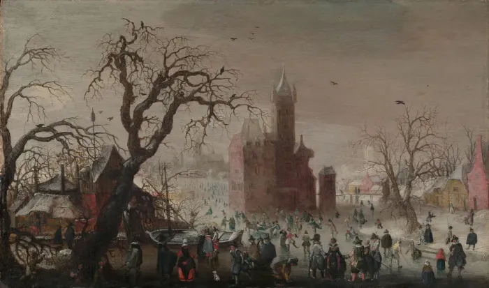 Framed Print : A Winter Landscape with Ice Skaters and an Imaginary Castle, ca. 1615-20. Creator Framed Print : A Winter Landscape with Ice Skaters and an Imaginary Castle, ca. 1615-20. Creator