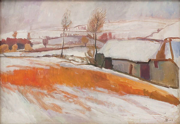 Winter Landscape. Over Kærby Hill. 1917. Creator: Fritz Syberg
