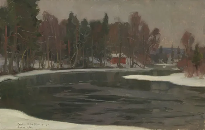 Framed Print : Winter landscape from Karelia, 1909. Creator: Victor Westerholm Framed Print : Winter landscape from Karelia, 1909. Creator: Victor Westerholm