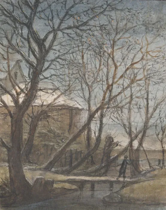 Framed Print : Winter Landscape with a Man Crossing, c.1660. Creator: Anthonie Waterloo Framed Print : Winter Landscape with a Man Crossing, c.1660. Creator: Anthonie Waterloo