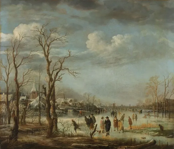 Framed Print : Winter Landscape near a Town with Bare Trees, c.1650-c.1655. Creator: Aert van der Neer Framed Print : Winter Landscape near a Town with Bare Trees, c.1650-c.1655. Creator: Aert van der Neer