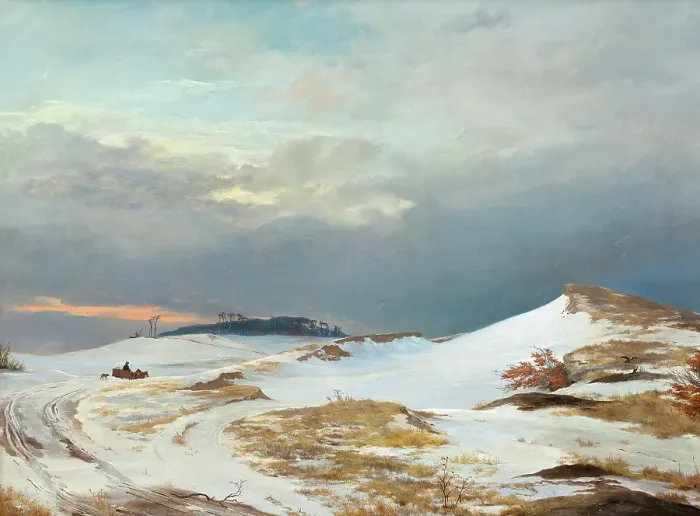 Framed Print : Winter landscape with Northern Zealand character, 1841. Creator: Johan Thomas Lundbye Framed Print : Winter landscape with Northern Zealand character, 1841. Creator: Johan Thomas Lundbye