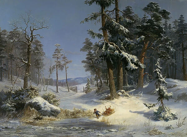Winter Landscape from Queen Christina's Road in Djurgården, Stockholm, 1866. Creator: Charles XV, King of Sweden