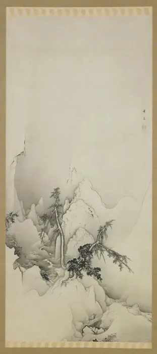 Framed Print : Winter landscape: a ravine, Meiji era, 1883. Creator: Kano Hogai Framed Print : Winter landscape: a ravine, Meiji era, 1883. Creator: Kano Hogai