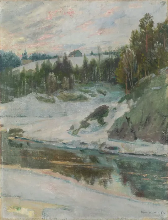 Framed Print : Winter landscape with River, 1893. Creator: Jorgen Sorensen Framed Print : Winter landscape with River, 1893. Creator: Jorgen Sorensen