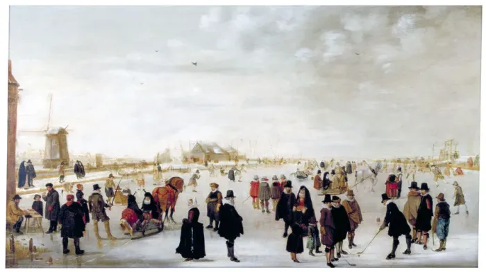 Framed Print : Winter landscape on the River Ijsel near Kampen, c1615. Artist Framed Print : Winter landscape on the River Ijsel near Kampen, c1615. Artist