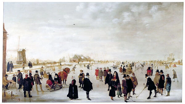 Winter landscape on the River Ijsel near Kampen, c1615. Artist