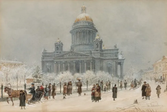 Framed Print : Winter Landscape with the Saint Isaacs Cathedral, 1869 Framed Print : Winter Landscape with the Saint Isaacs Cathedral, 1869