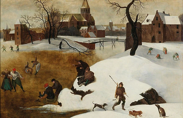 Winter landscape with skaters. Creator: Grimmer, Abel (1570-1619)