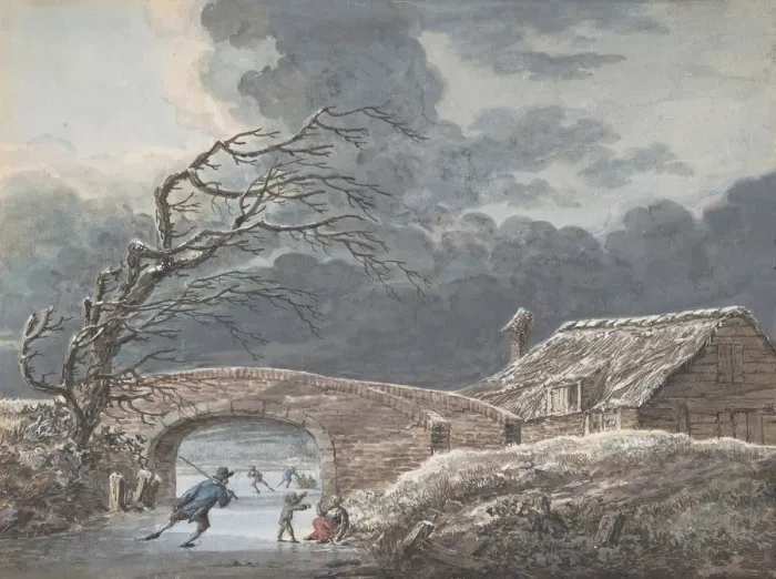 Framed Print : Winter Landscape with Skaters on a Frozen Canal, n. d Creator: Vincent Jansz